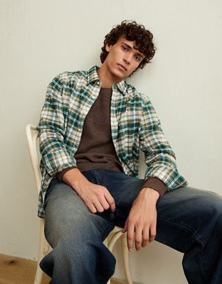AE Standard Fit Flannel Button-Up Shirt