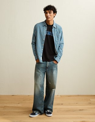 AE Standard Fit Flannel Button-Up Shirt