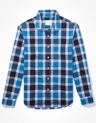 AE Plaid Poplin Button-Up Shirt