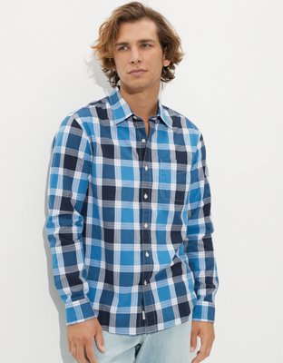AE Plaid Poplin Button-Up Shirt