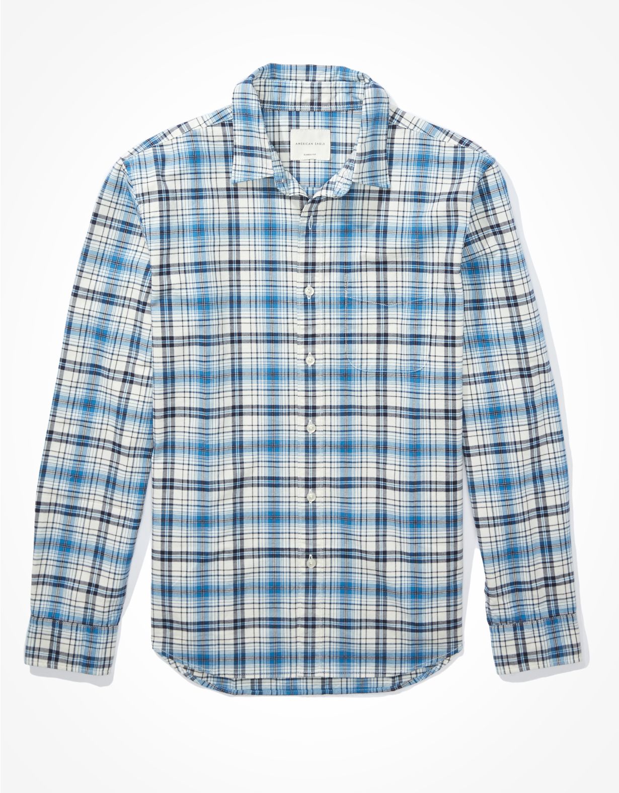 AE Plaid Oxford Button-Up Shirt