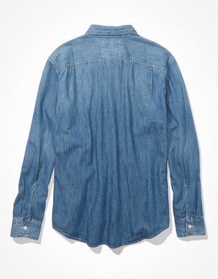Мужские рубашки American Eagle AE Super Soft Denim Everyday Shirt — фото 4