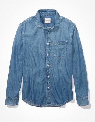 Мужские рубашки American Eagle AE Super Soft Denim Everyday Shirt — фото 2