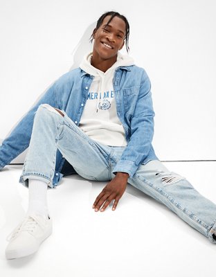 Мужские рубашки American Eagle AE Super Soft Denim Everyday Shirt — фото 5