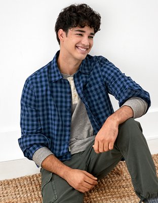 Мужские рубашки American Eagle AE Everyday Poplin Button-Up Shirt — фото 3