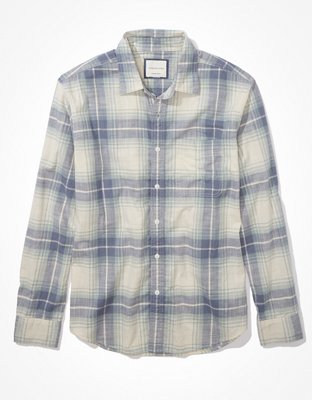 Ae Super Soft Flannel Shirt Men's Blue L Tall