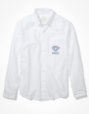 AE Distressed Oxford Button-Up Shirt