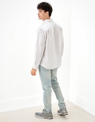 AE Distressed Oxford Button-Up Shirt