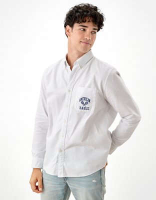 AE Distressed Oxford Button-Up Shirt