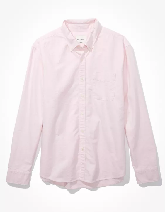 AE Distressed Oxford Button-Up Shirt