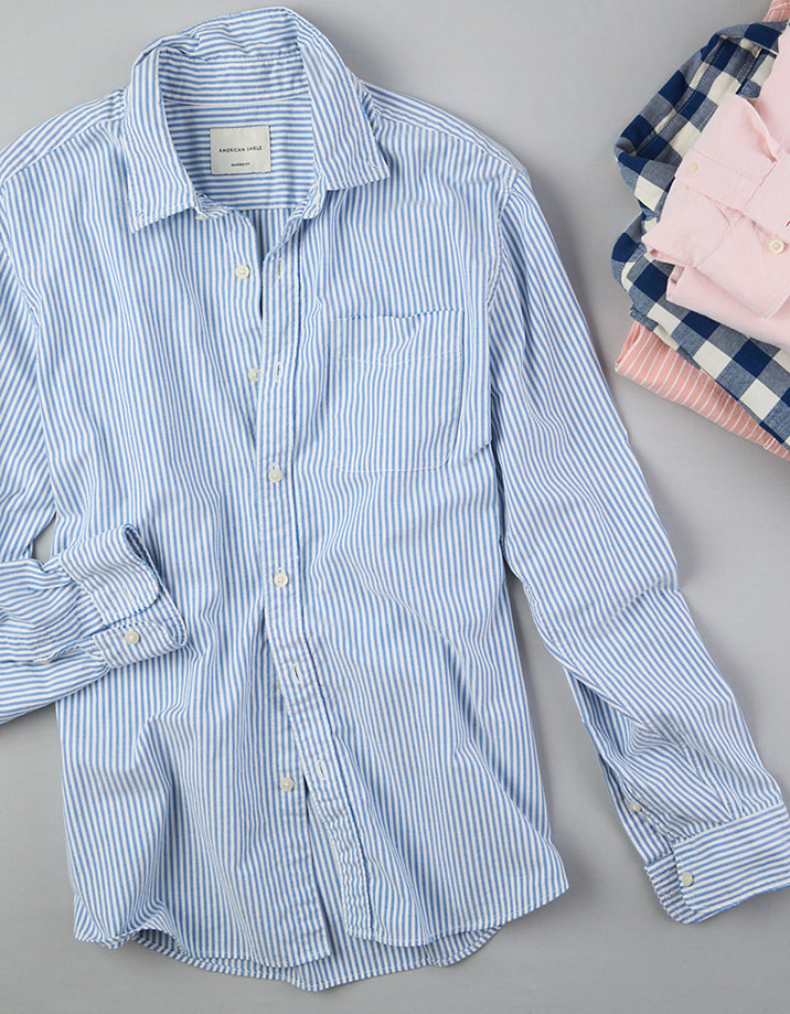 AE Everyday Striped Oxford Button-Up Shirt