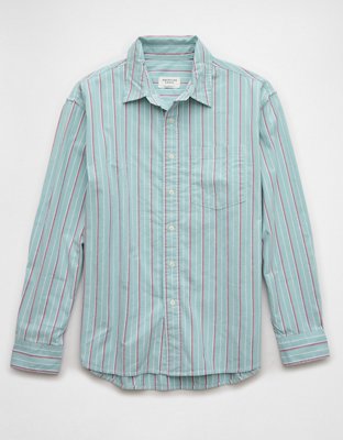 Мужские рубашки American Eagle AE Everyday Relaxed Striped Oxford Button-Up Shirt — фото 3