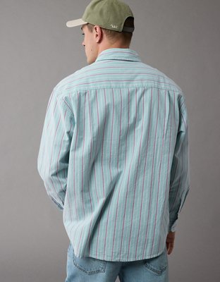 Мужские рубашки American Eagle AE Everyday Relaxed Striped Oxford Button-Up Shirt — фото 4