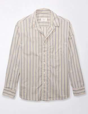 Oxford striped stretch shirt - Khaki Striped –