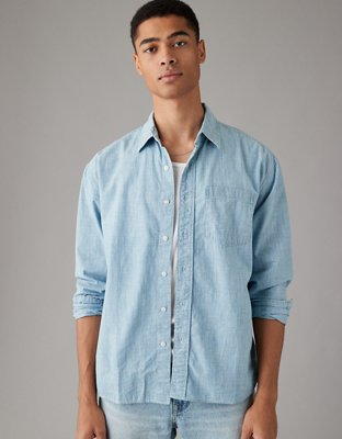 Мужские рубашки American Eagle AE Everyday Denim Button-Up Shirt — фото 5