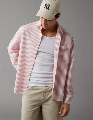 Мужские рубашки American Eagle AE Everyday Poplin Striped Button-Up Shirt — фото 3