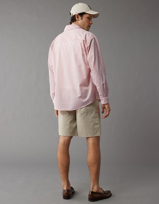 Мужские рубашки American Eagle AE Everyday Poplin Striped Button-Up Shirt — фото 6