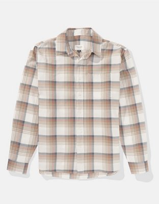 Мужские рубашки American Eagle AE Everyday Oxford Plaid Button-Up Shirt — фото 3