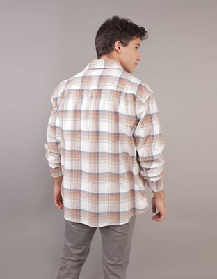 Мужские рубашки American Eagle AE Everyday Oxford Plaid Button-Up Shirt — фото 2