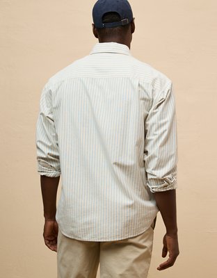 Мужские рубашки American Eagle AE Everyday Oxford Striped Button-Up Shirt — фото 6