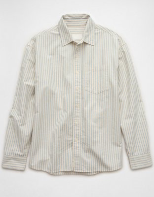 Мужские рубашки American Eagle AE Everyday Oxford Striped Button-Up Shirt — фото 3
