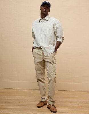 Мужские рубашки American Eagle AE Everyday Oxford Striped Button-Up Shirt — фото 5
