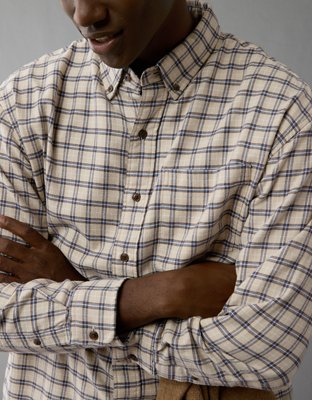 Мужские рубашки American Eagle AE Everyday Flannel Plaid Button-Up Shirt — фото 5
