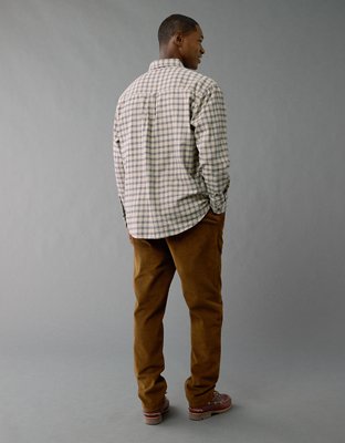 Мужские рубашки American Eagle AE Everyday Flannel Plaid Button-Up Shirt — фото 2