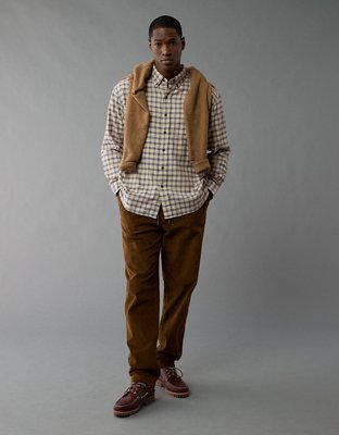 Мужские рубашки American Eagle AE Everyday Flannel Plaid Button-Up Shirt — фото 4