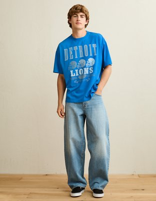 Мужская футболка American Eagle NFL Boxy Fit Detroit Lions Graphic, цвет: Синий — фото 4