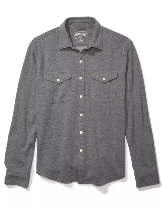 AE Super Soft Knit Button-Up Shirt