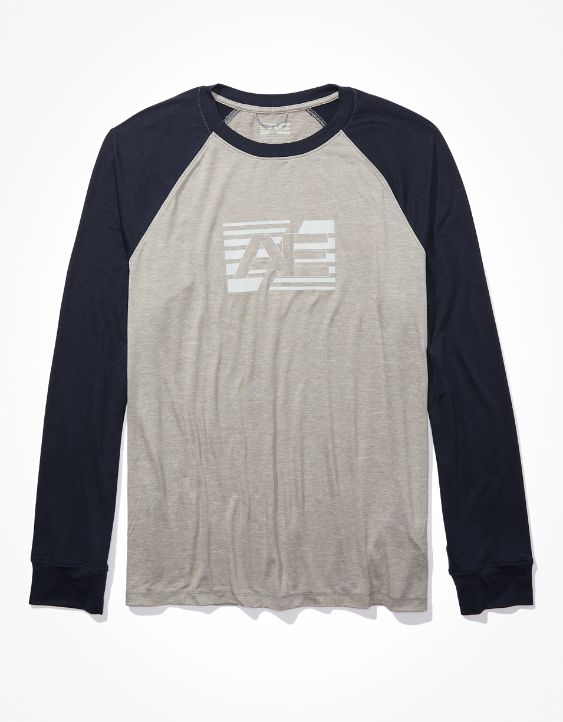 AE 24/7 Long-Sleeve Raglan Graphic T-Shirt