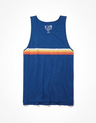 Мужские топы American Eagle AE Super Soft Slub Striped Tank Top — фото 3
