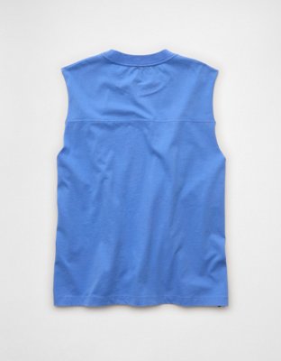 Мужской топ American Eagle AE Boxy Fit Sueded Jersey, цвет: Яркий синий — фото 4