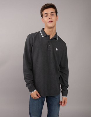 AE Camisa Polo Flex Decorada Manga Larga de Piqué