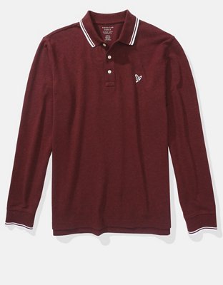 AE Long-Sleeve Flex Pique Tipped Polo Shirt