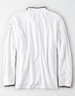 Мужские рубашки American Eagle AE Long Sleeve Graphic Polo Shirt — фото 4
