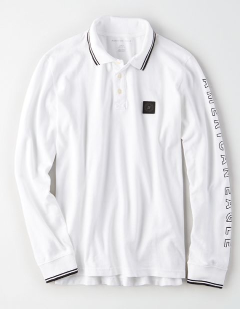 Мужские рубашки American Eagle AE Long Sleeve Graphic Polo Shirt