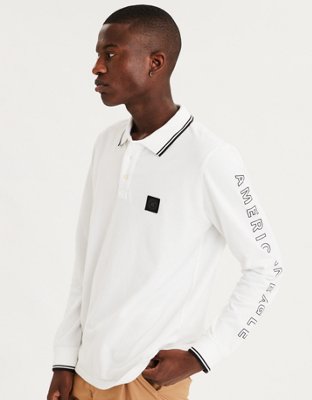 Мужские рубашки American Eagle AE Long Sleeve Graphic Polo Shirt — фото 5