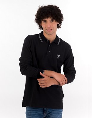 AE Tipped Long-Sleeve Polo Shirt