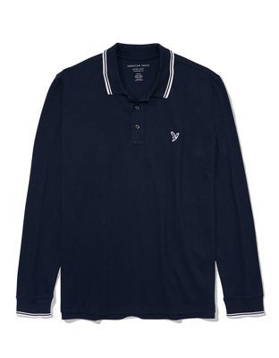 AE Tipped Long-Sleeve Polo Shirt