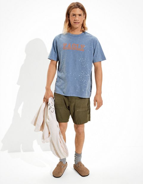 Мужские футболки American Eagle AE Super Soft Slub Paint Splatter Graphic T-Shirt