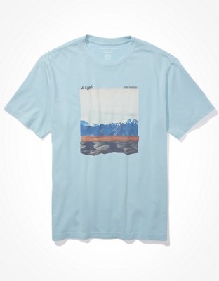 AE Super Soft Photoreal Graphic T-Shirt Mens Blue XS