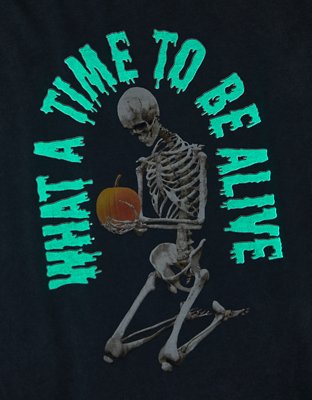 AE Skeleton Halloween Graphic T-Shirt