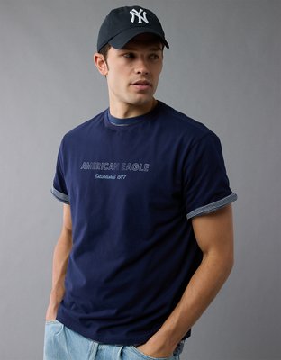 ★AEAE★ WEB LOGO TSHIRTS [NAVY] AE Boxy Oasis Graphic T-Shirt