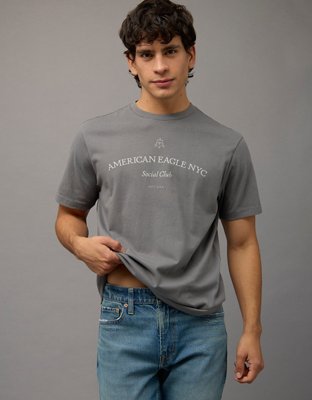 Chemise Homme American Eagle Outfitters - Manches Longues, Grise, Taille M, Coton