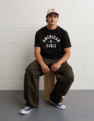 Мужская футболка American Eagle AE Standard Fit Graphic, цвет: Чёрный — фото 5