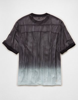 Мужской топ American Eagle AE Boxy Fit Graphic Mesh Jersey, цвет: Чёрный — фото 4