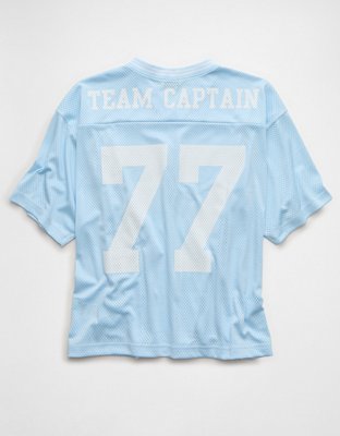 Мужской топ American Eagle AE Boxy Fit Pride Graphic Mesh Jersey, цвет: Светлый синий — фото 4