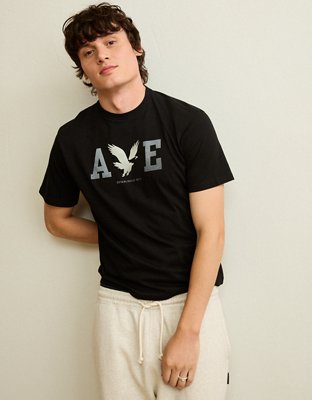 Мужская футболка American Eagle AE Standard Fit Lightweight Logo Graphic, цвет: Чёрный — фото 6